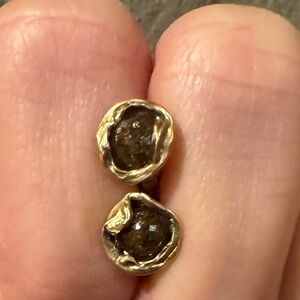 Rose cut chocolate diamonds. Set in water drop 14k gold settings.